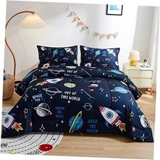 2 Piece Kid Comforter Set Size, Space Rocket Bedding Set for Twin Space Ship