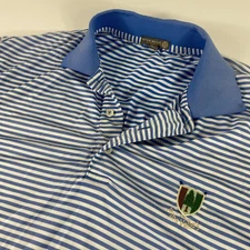 Peter Millar Polo Shirt Mens XL E4 Summer Comfort Blue Striped Pine Valley Golf