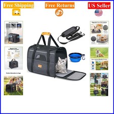 Soft Cat Carrier for Small to Medium Cats up to 16lbs with Cushion, Bowl, Gray