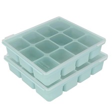 Baby Food Storage Silicone Cubes with Clip-On Lid Freezer Tray Baby Food Soup...