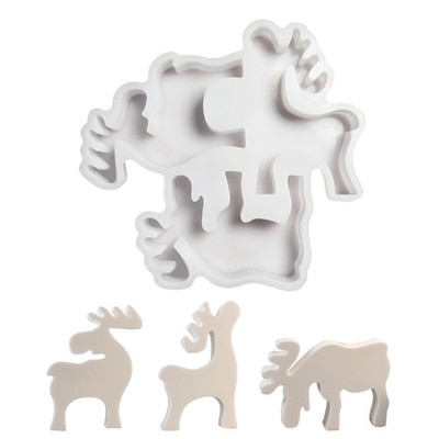 3-in-1 Christmas Reindeer Resin Silicone Molds for Epoxy Resin, Baking,