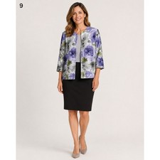 Alfred Dunner Blazer Jacket Womens 14 White Purple Floral Easter Church NEW