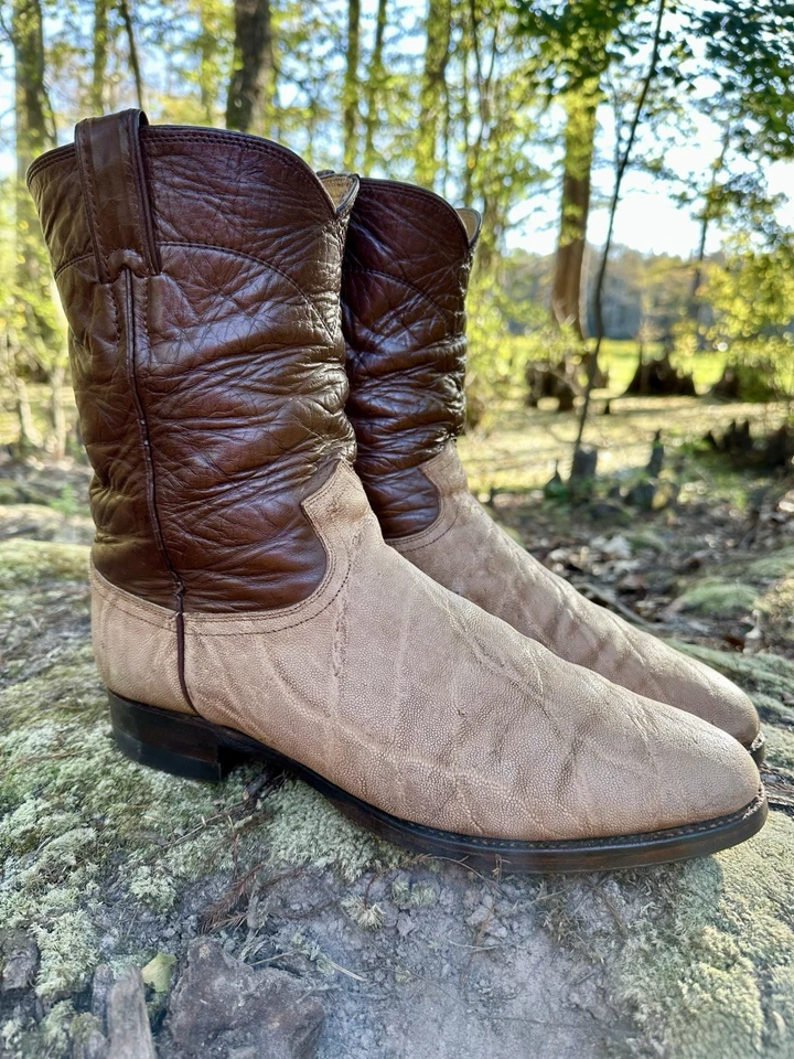 BOTAS TRAIL BOSS PERSONALIZADAS JUSTIN EXÓTICAS VINTAGE DE CUERO EE. UU. TALLA 10 E Foto 2 de 4