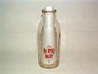 VINTAGE RARE SQUARE GLASS QUART MILK BOTTLE De RYKE DAIRY ROCKESTER , N.Y