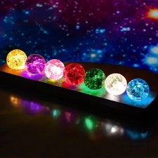 7 Colors Ice Cracked Balls Healing Spheres Meditation LED Base 40mm Crystal