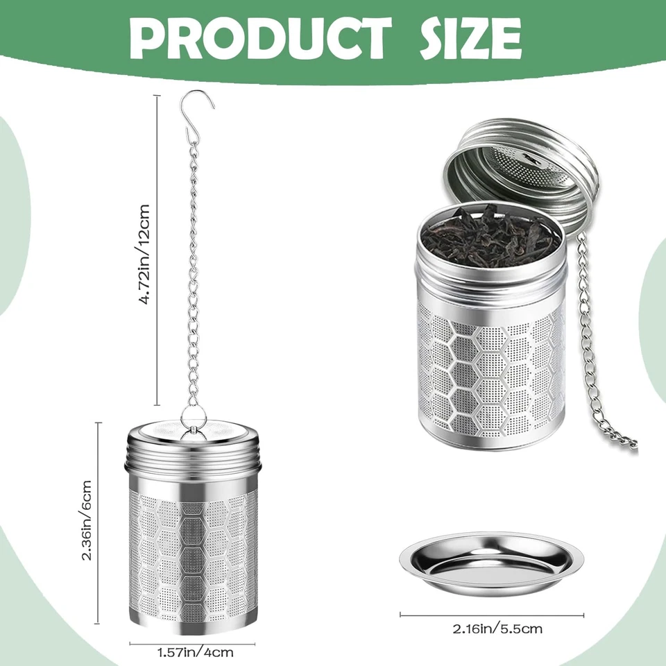 2 Pack Stainless Steel Tea Infusers, Extra Fine Mesh Strainers with Drip Trays - Image 2 of 4
