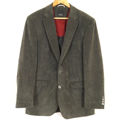 DIGEL Men's Blazer Jacket Size L IT50 UK40 Grey Corduroy Button Polyester Blend