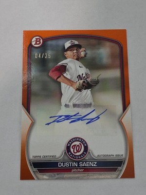 2023 Bowman Paper Prospect Auto Orange Border /25 Dustin Saenz #PPA-DS Auto