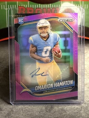 2025 Prizm Football #355 Omarion Hampton RC Pink Prizm Auto SSP