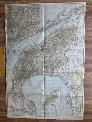 1916 National Geographic Map of Mexico Central America Vintage Foldout Art