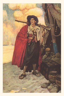 Found Image Press - Vintage Journal Pirate with Treasure and Rifle - N - X555z