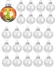 24 Pack 2.36 Inch Clear Christmas Ornaments, Fillable Hanging Ball with Rope ...