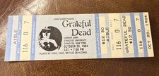 GRATEFUL DEAD RARE UNUSED CONCERT TICKET SYRACUSE, NY 10/20/1984