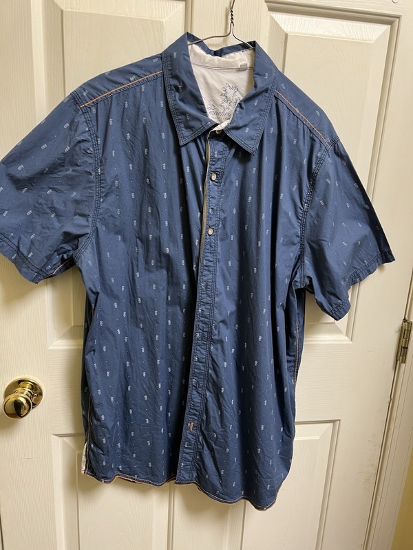 Margaritaville St. Somewhere Men's Cotton Animal Print Shirt Blue Button-Up L