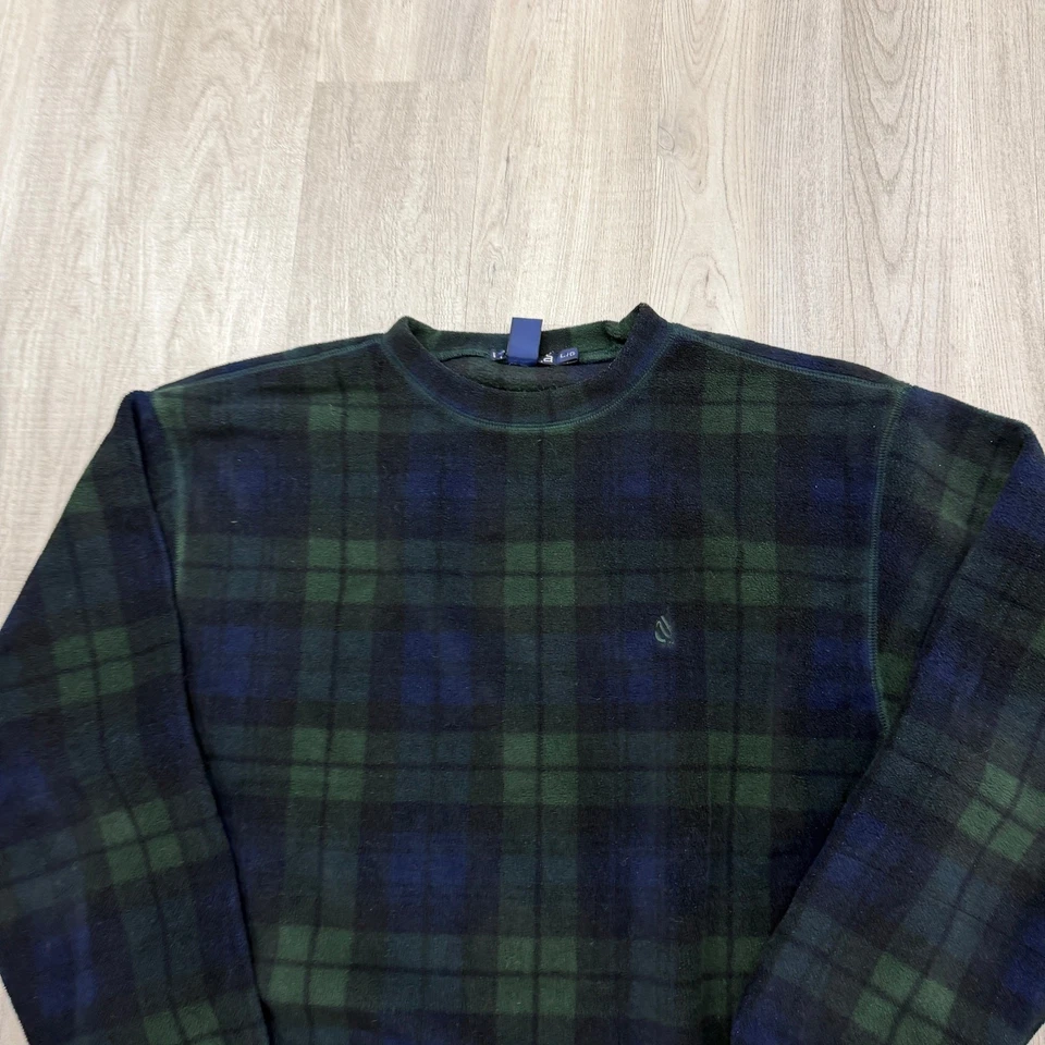 Suéter Nautica Vintage Para Hombre Grande Verde Azul Cuadros Polar Cuello Redondo Años 90 Abuelo Foto 2 de 4