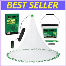 Optimized 4ft/6ft/8ft/10ft/12ft Cast Net with Real Lead - Ultimate Fishing Gear