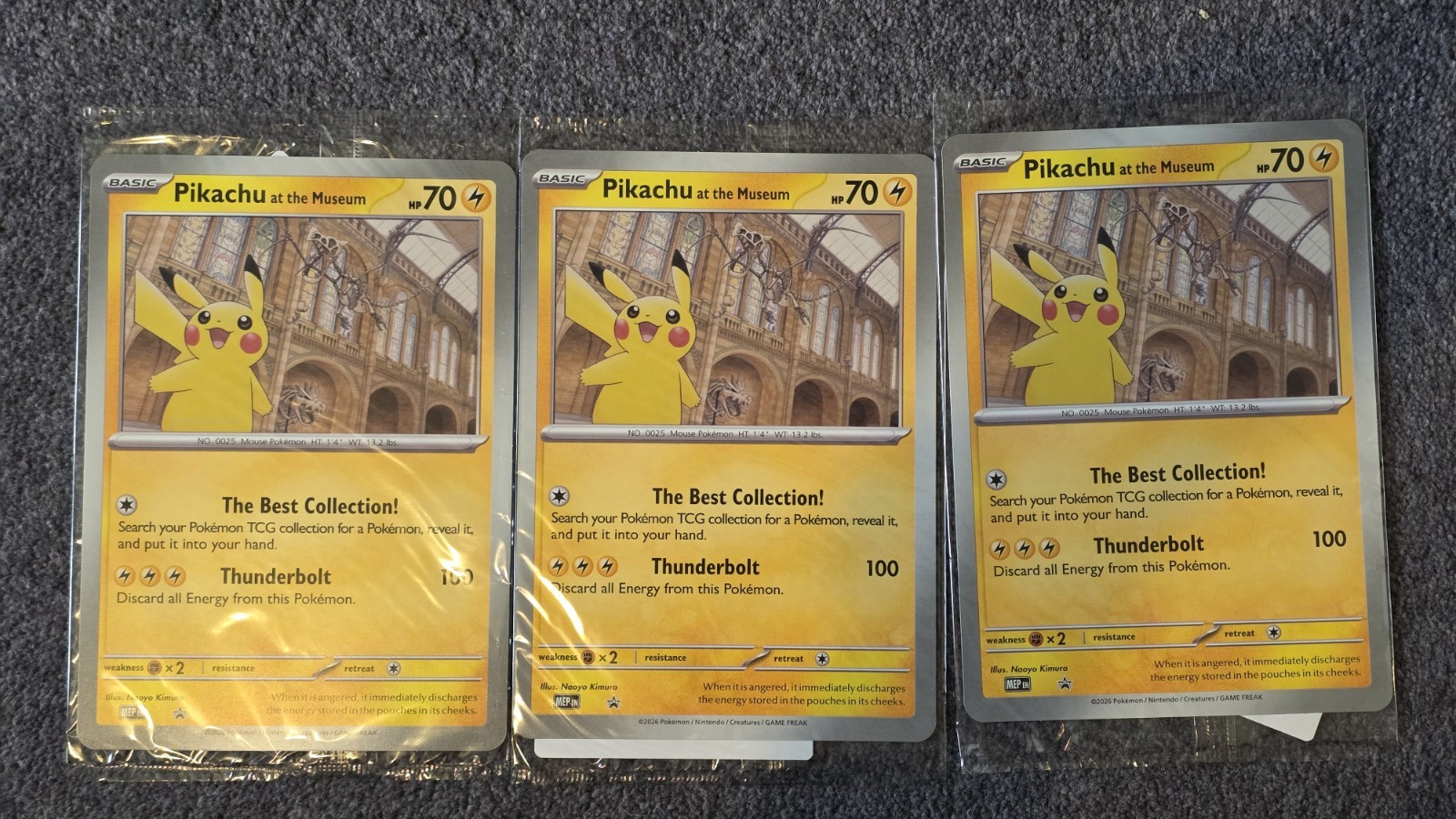3x Pokémon TCG Pikachu At The Museum Promo Card UK Exclusive BUNDLE (Sealed)