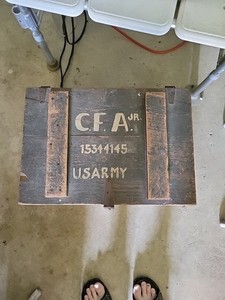 U.S. Army Militaria Wooden Chest Trunk Stenciled C.F.A. JR. 15344145