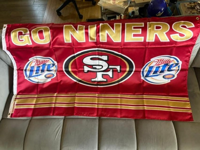 NEW 2003 SF 49ers GO NINERS/Miller Lite Brewing Co. Promo - Large Flag 33  x 59 