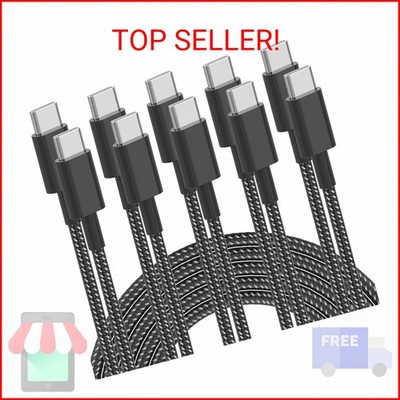 USB C Cable, 5Pack 6FT USB C to USB C Cable 60W(3A) Nylon Braided Type C Fast Ch