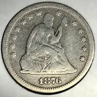 1876 S Liberty Seated Quarter Fine Details 90% Silver 25C US Type Coin - 3822