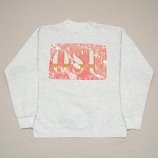 Vintage 80s 90s OSU Ohio State Velva Sheen Sweatshirt Large Distressed Gray