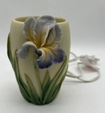 Bearded Iris Night Lamp Hand Painted & Sculpture Bonded Marble 5.5in BB00
