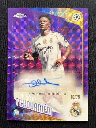 2025/26 Topps Chrome UEFA Aurélien Tchouaméni Purple Refractor 10/75 Auto