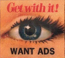 Get With It! Want Ads Winking Blinking Eye 1960's VARI-VUE Animation Lenticular