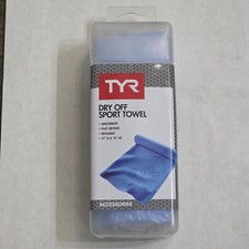 TYR Dry Off Sport Towel Blue 17" x 13" w/ Case Fast Drying for Reuse NEW