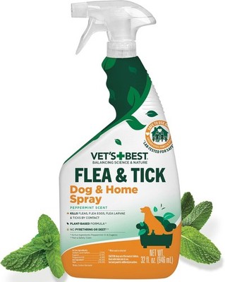 Vet's Best Flea and Tick Home Spray Flea Treatment for Dogs/Cats 32oz. Fast