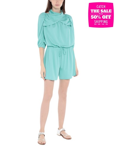 RRP €254 COMPAGNIA ITALIANA Crepe Playsuit IT42 US6 UK10 M Blue Made in Italy