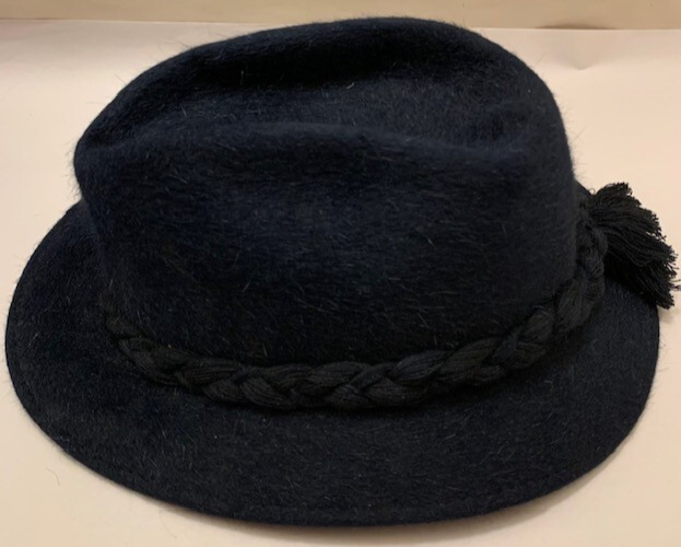 Vintage Handmade Fedora Har Austria Vienna Modell Navy Blue 4116-0351-image