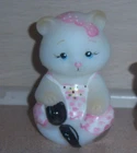 FENTON SATIN GLASS SITTING BEAR  (QVC)  - EASTER -HP- c. 2008