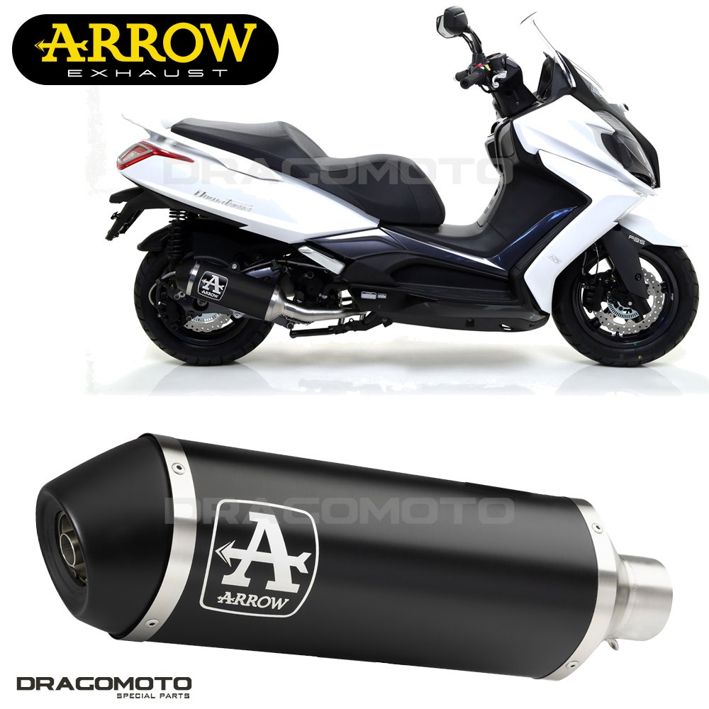 Silencieux KYMCO DOWNTOWN 125I ARROW en aluminium noir pour optimiser les performances urbaines