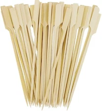 DELIGHTBOX 6 Inch Bamboo Paddle Picks BBQ Grill Food Sticks, 100 PCS Wide Fla...
