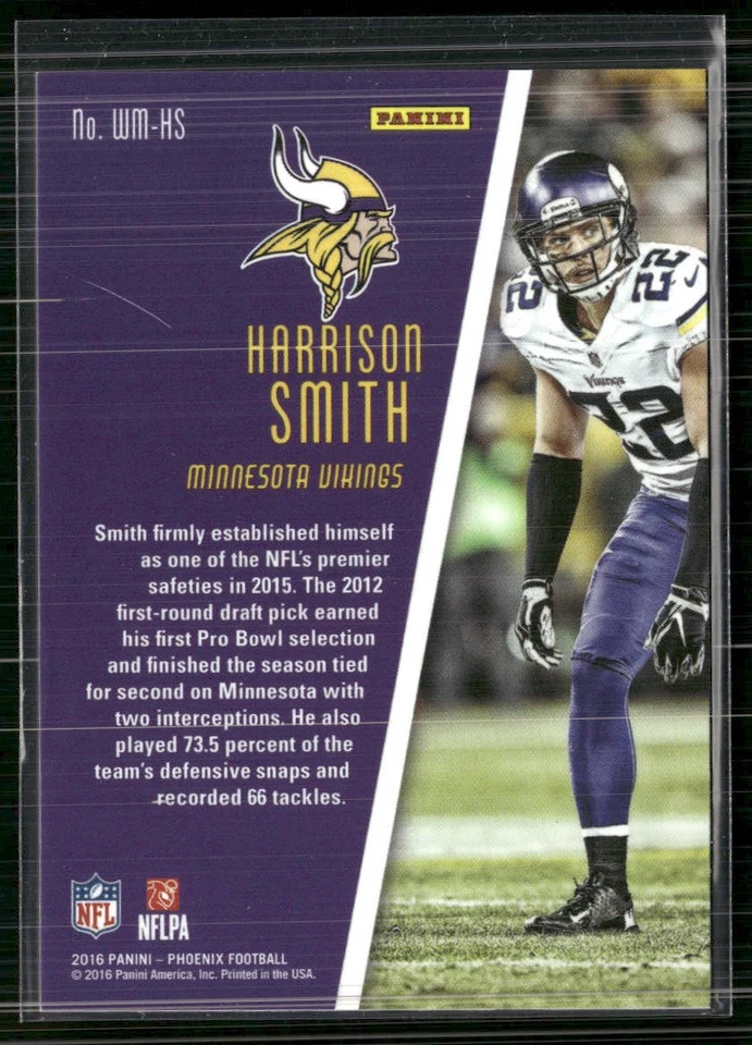 2016 Panini Phoenix #WM-HS Harrison Smith Watchmen Red #/399 - Image 2 of 2