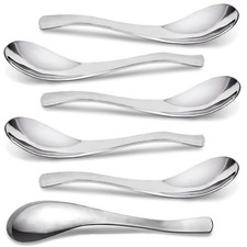 AOOSY Soup Spoons,Stainless 6 pieces Spoons, 6pcs Silver Spoons