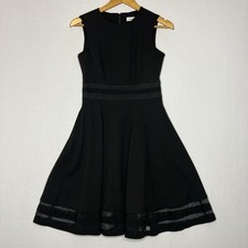 Calvin Klein Ilusion Trim Fit Flare Midi Dress Cocktail Girls Night Size 2