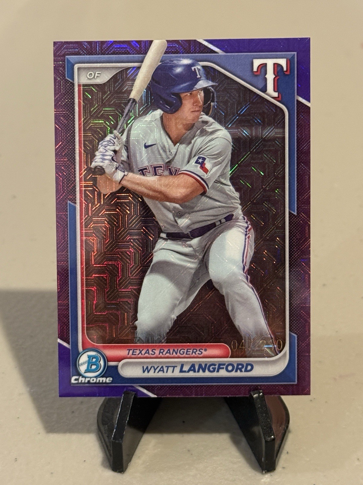 2024 Bowman Chrome - Wyatt Langford #71 Purple Mojo Refractor /250 (RC)