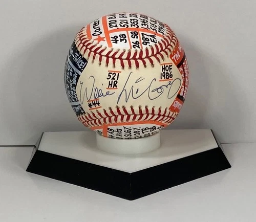 Willie McCovey Signed ONL Baseball, VCBC SuperStats, Hand Painted, JSA, HOF, SFG