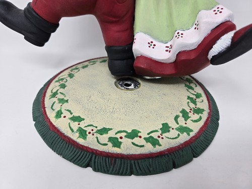 Vintage Keramik Weihnachten Tanzen Santa & Mrs. Claus 9" Spieluhr Figur LESEN - Bild 5 von 7
