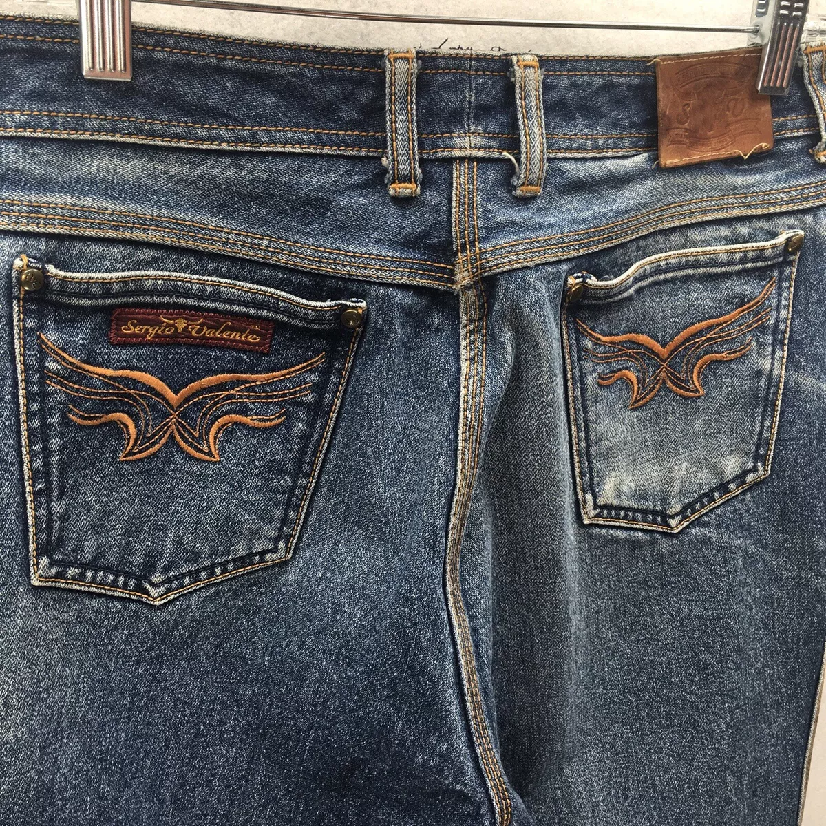 Vintage SERGIO VALENTE Indigo Blue Jeans 51611 Embroidered Fits 32x25 Hong Kong
