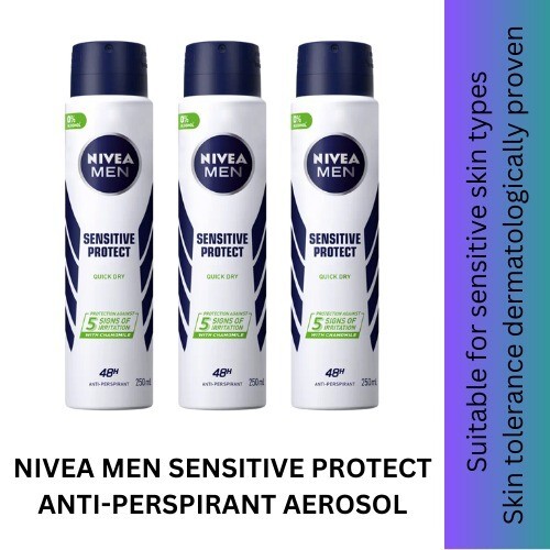 NIVEA MEN Sensitive Protect Anti-Perspirant Deodorant Spray (250ml) pack of 3 - Picture 1 of 1