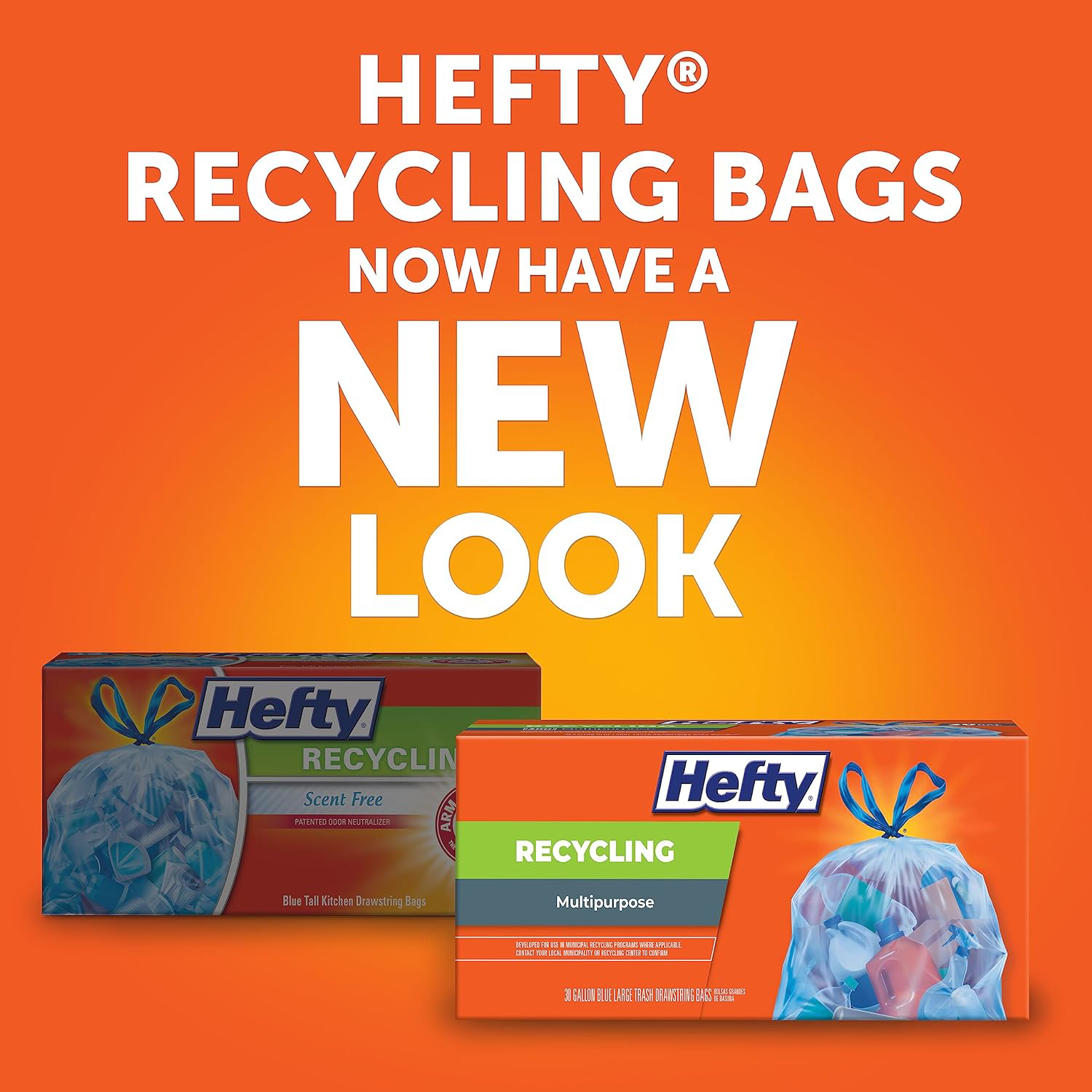 Hefty Recycling Trash Bags, Blue, 13 Gallon, 60 Count eBay