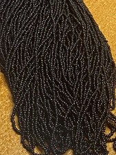 Rare Antique Vintage Micro Seed Beads-14/0-16/0 Dark Umber/Root Beer Brown Hanks