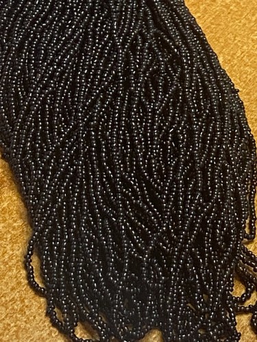 Rare Antique Vintage Micro Seed Beads-14/0-16/0 Dark Umber/Root Beer Brown Hanks