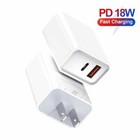 Premium 18W PD USB-C + USB-A Quick Charger Adapter for Xiaomi Huawei LG Phone