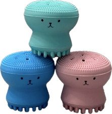 SILICONE EXFOLIATING BODY SCRUBBERS- 3 PACK- MINT GREEN-BLUE-PINK