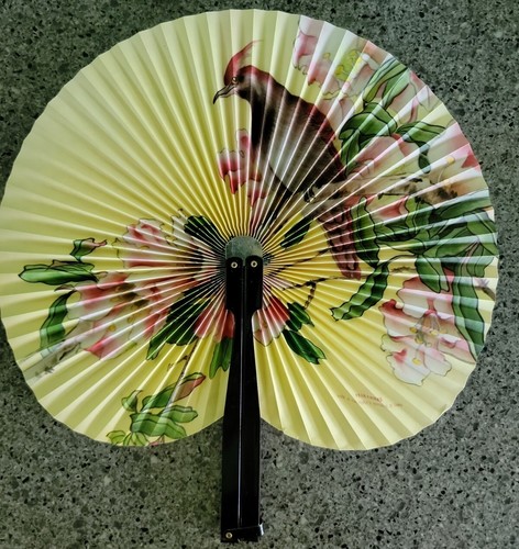 2 Vintage PEOPLES REPUBLIC OF CHINA Paper Folding Hand Fan victorian w/ Handle - 第 2/11 張圖片
